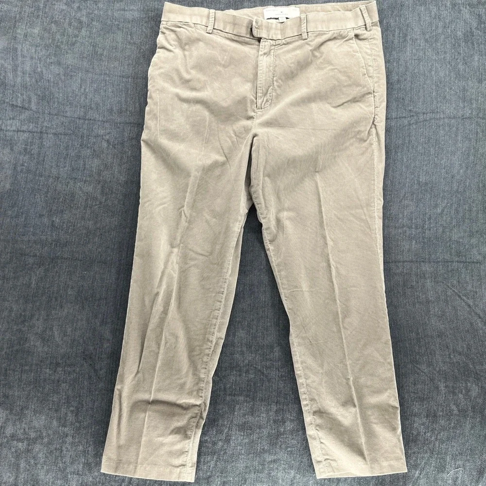 Banana Republic Traveler Corduroy Pants Mens 38x30 Tan Cotton Slim Fit Trousers